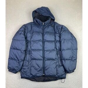 VINTAGE GAP Jacket Mens Small Blue Down Puffer Hooded Zip Nylon Winter Parka 00s